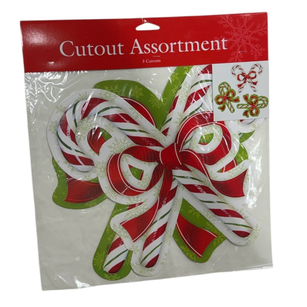 Creative Converting cutout assortment set of 3 candy cane cutouts new in package
